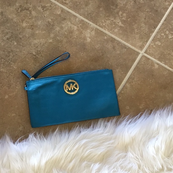 MICHAEL Michael Kors Handbags - Michael Michael Kors turquoise/aqua blue wristlet
